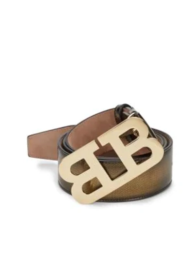 Shop Bally Mirror B Leather Belt In Gold 17