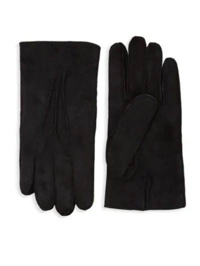 Shop Saks Fifth Avenue Men's Classic Suede Gloves In Black