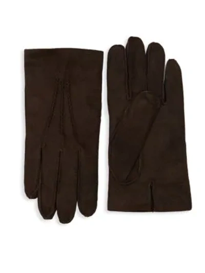 Shop Saks Fifth Avenue Men's Classic Suede Gloves In Brown