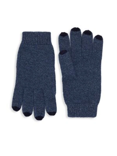 Shop Saks Fifth Avenue Color-tipped Cashmere Gloves In Denim Navy