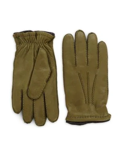 Shop Saks Fifth Avenue Collection Leather Gloves In Green