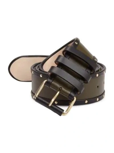 Shop Balmain Ceinture Leather Casual Belt In Beige Khaki