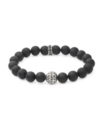 Shop King Baby Studio Men's Black Onyx And Sterling Silver Bracelet