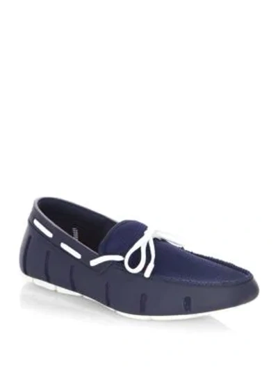 Shop Swims Mesh-trimmed Lace Loafers In Navy White
