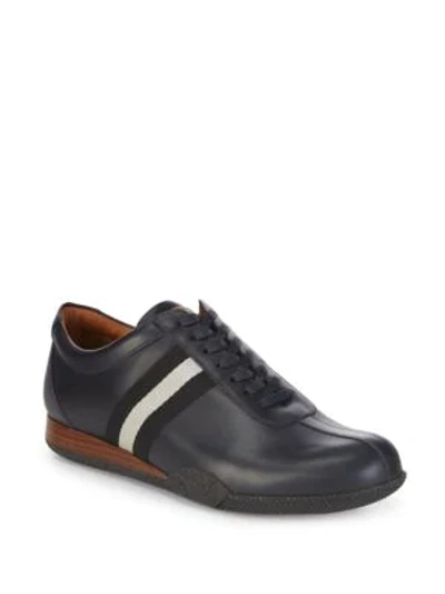 Shop Bally Frenz Lace-up Leather Trainers In Ink