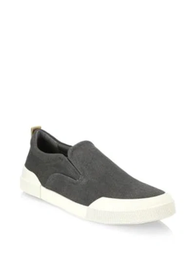 Shop Vince Vernon Slip-on Canvas Trainers In Grey