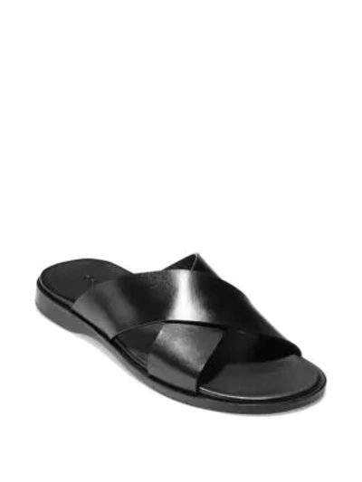 Shop Cole Haan Goldwyn Leather Criss Cross Sandals In Black