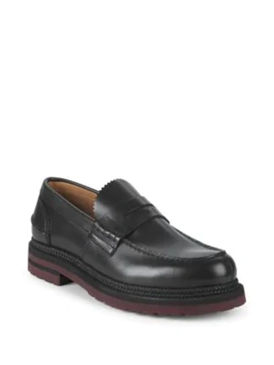 Shop Valentino Classic Leather Penny Loafers In Nero