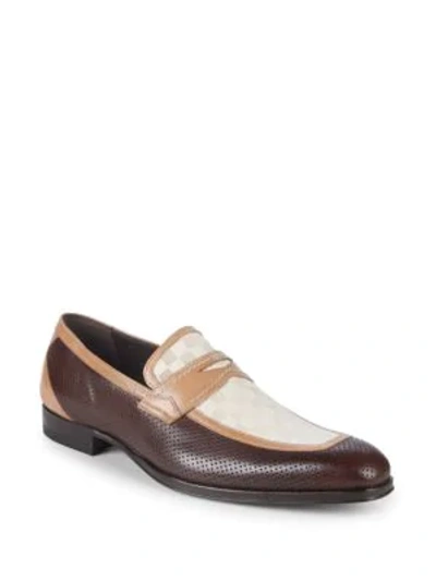 Shop Mezlan Leather Penny Loafers In Brown