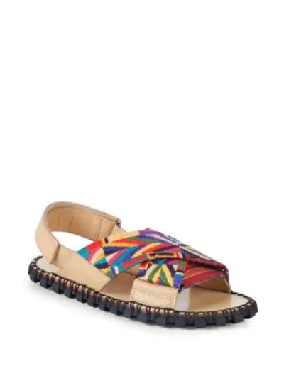 Shop Valentino Multicolored Patterned Slingback Sandals In Tan Multi
