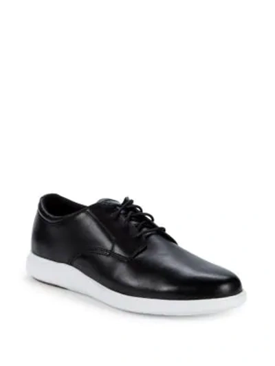 Shop Cole Haan Grand Plus Essex Wedge Leather Oxford Sneakers In Black Optic White