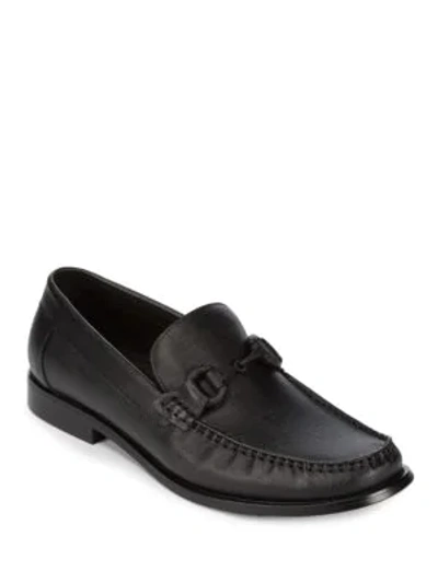 Shop Kenneth Cole Moc Toe Leather Loafers In Black