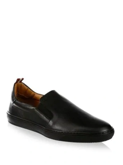 Shop Bally Orniel Leather Slip-on Sneakers In Black