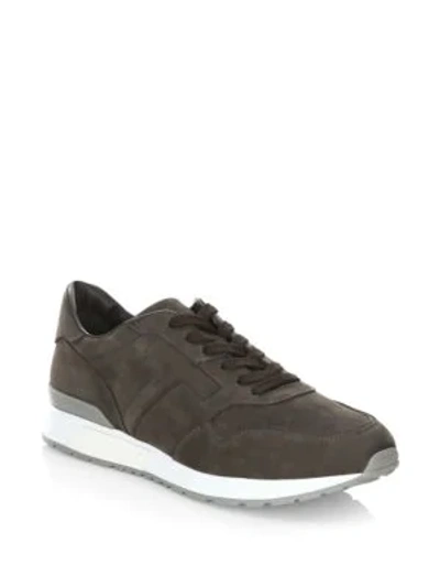 Shop Tod's Nuovo Modello Nubuck Sporting Sneakers In Dark Brown