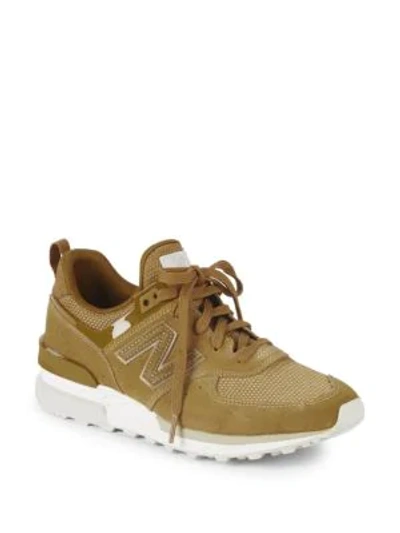 Shop New Balance T3 Suede And Mesh Trainers In Brine