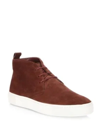 Shop Tod's Lace-up Suede Chukka Sneakers In Red Grenade