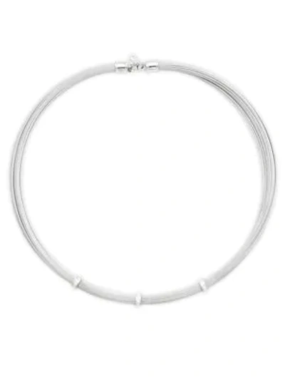Shop Alor 18k Gold & Diamond Stainless Steel Cable Necklace In White Gold