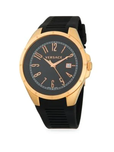 Shop Versace Stainless Steel Rubber-strap Watch In Rose Gold