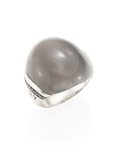 Shop John Hardy Bamboo Grey Diamond, Grey Moonstone & Sterling Silver Ring