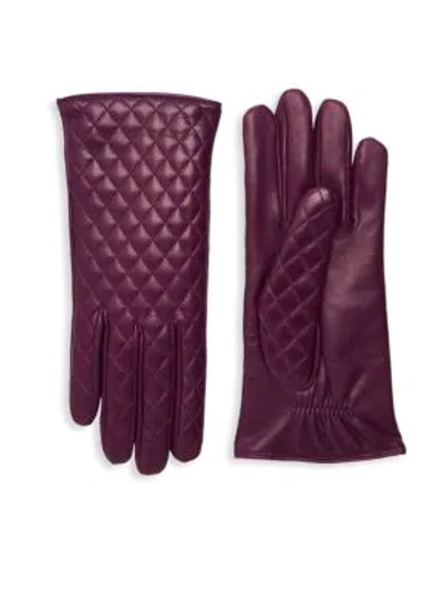 Shop Portolano Quilted Leather Gloves In Potent Purple