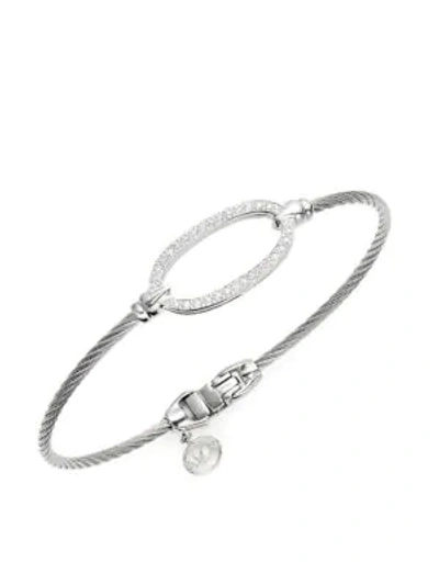Shop Alor 18k White Gold, Stainless Steel & Diamond Bangle Bracelet In Silver