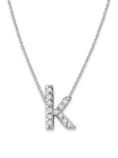 Shop Kc Designs Diamond Initials 14k White Gold Pendant Necklace In Letter K