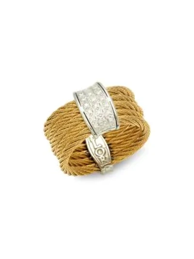 Shop Alor 18k Gold, Stainless Steel & Diamond Textured Ring