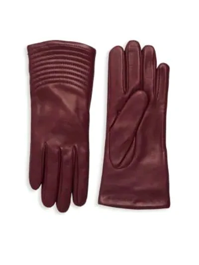 Shop Portolano Women's Quilted Wave Leather Gloves In Bordeaux