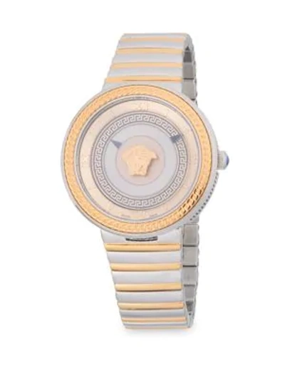 Shop Versace Stainless Steel Analog Bracelet Watch In Rose Gold