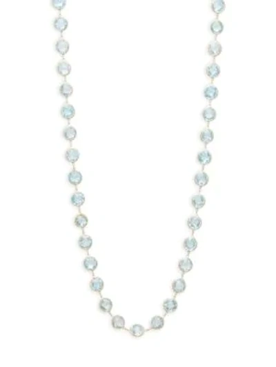 Shop Saks Fifth Avenue 18k Yellow Gold Linked Blue Topaz Necklace In Blue Grey