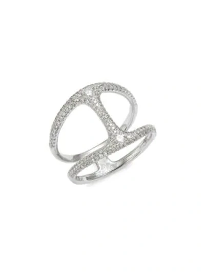 Shop Saks Fifth Avenue Women's 14k White Gold & Diamond Cutout Ring/size 7