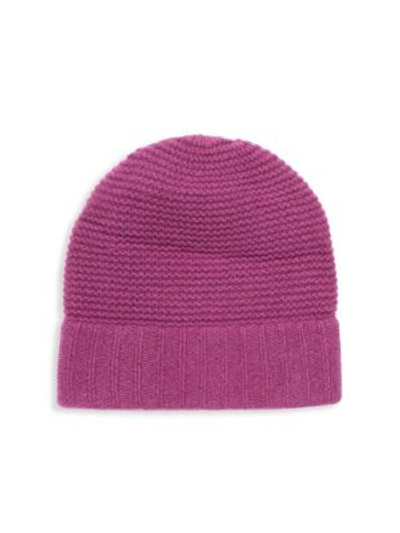 Shop Portolano Double Transfer Stitched Cashmere Beanie In Very Berry