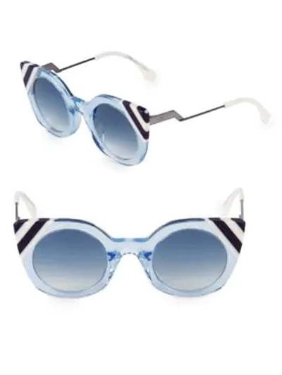 Shop Fendi 47mm Butterfly Sunglasses In Black White