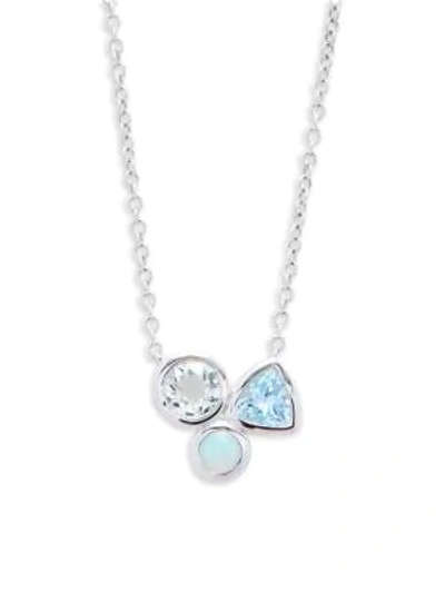 Shop Saks Fifth Avenue Opal, Prasiolite, Blue Topaz And 14k White Gold Pendant Necklace