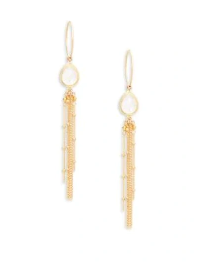 Shop Chan Luu Moonstone Chain Drop Earrings In Gold