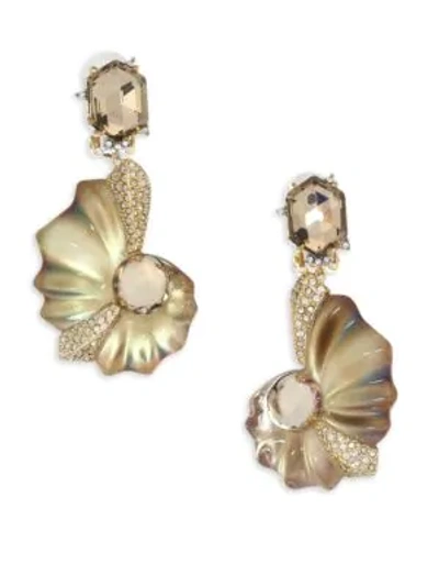 Shop Alexis Bittar Lucite Crystal Shell Clip-on Earrings In Gold