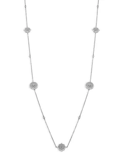 Shop Freida Rothman Pavé Clover Coin Sterling Silver Station Necklace In Gold