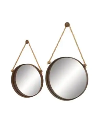 Shop Uma Set Of Two Rope Hanging Mirror In Brown