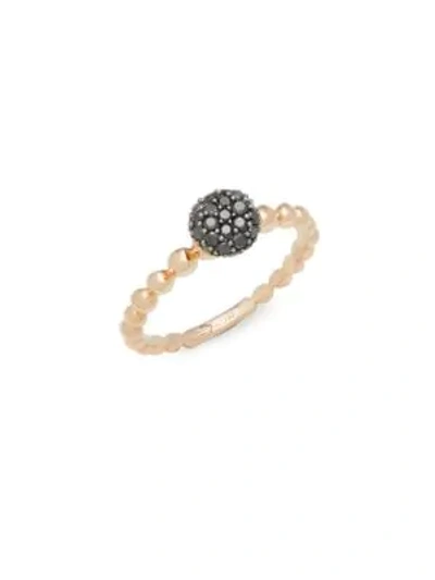 Shop Michael Aram Molton Black Diamond And 18k Rose Gold Stacked Ring In Black Gold