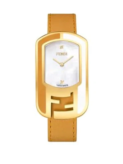 Shop Fendi Chameleon Diamond Goldtone Leather Strap Watch