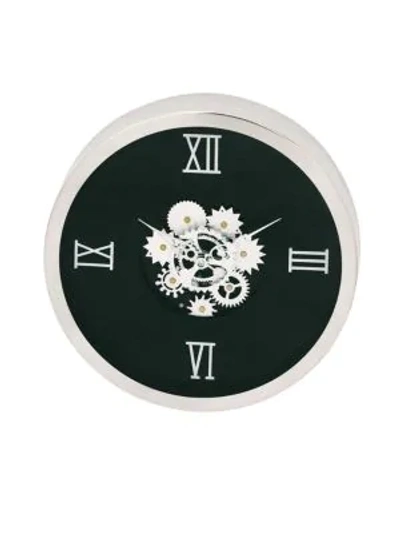 Shop Uma Medium Clocks Contemporary Geared Stainless Steel Wall Clock In Black
