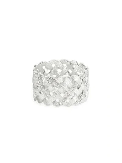 Shop L'objet Crystal Napkin Ring In Silver