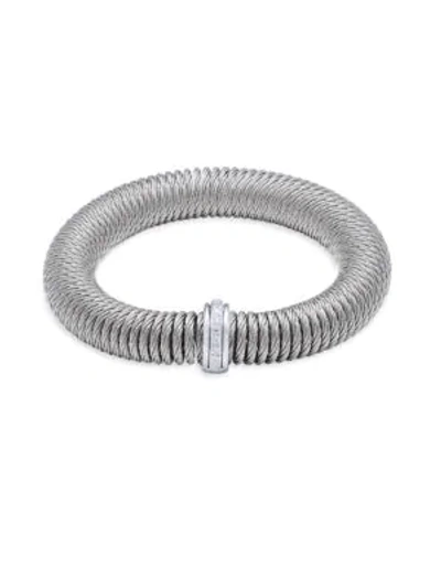 Shop Alor Women's Stainless Steel, 18k White Gold & Diamond Bracelet In Silver