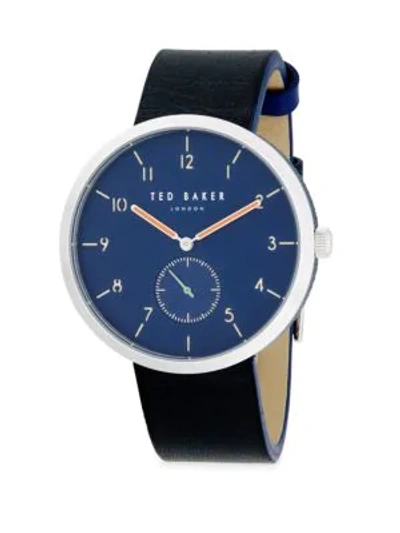 Shop Ted Baker Chronograph Leather Strap Watch In Black