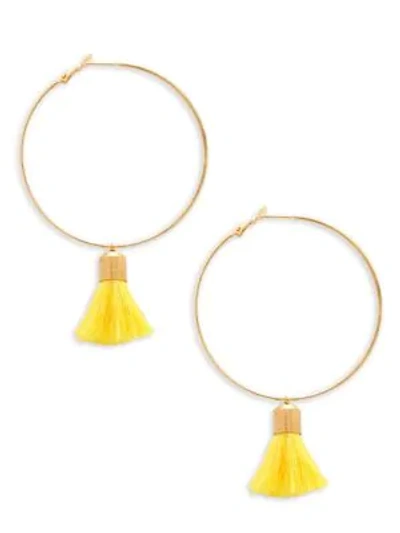 Shop Panacea Tassel Hoop Earrings In Yellow