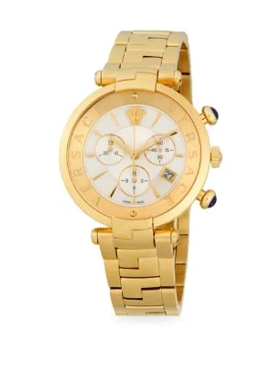 Shop Versace Medusa Stainless Steel Chronograph Watch In Gold