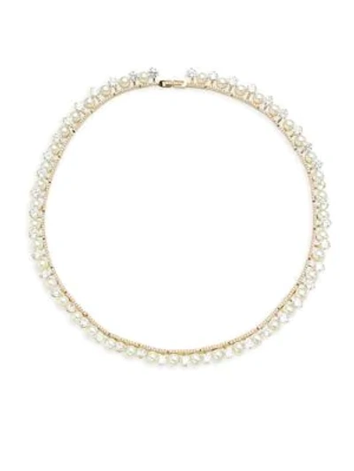 Shop Adriana Orsini Fireworks Pavé Crystal & Faux Pearl Necklace In Gold