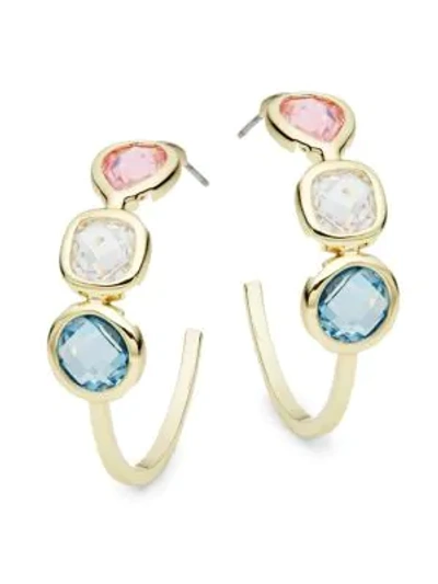 Shop Saks Fifth Avenue Crystal J-hoop Earrings In Gold