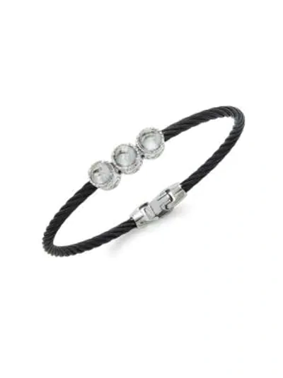 Shop Alor Women's Staineless Steel & 14k White Gold Bracelet In Black