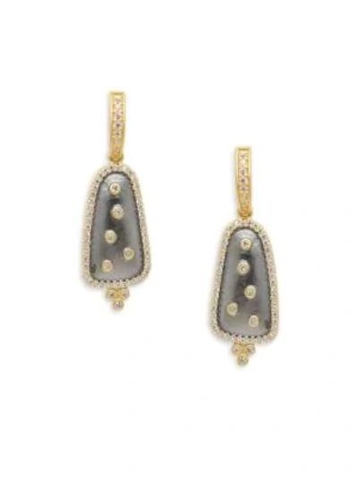 Shop Freida Rothman Scattered Crystal Drop Earrings In Gold